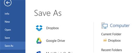 How to Add Dropbox (and other cloud services) to Office 2013.